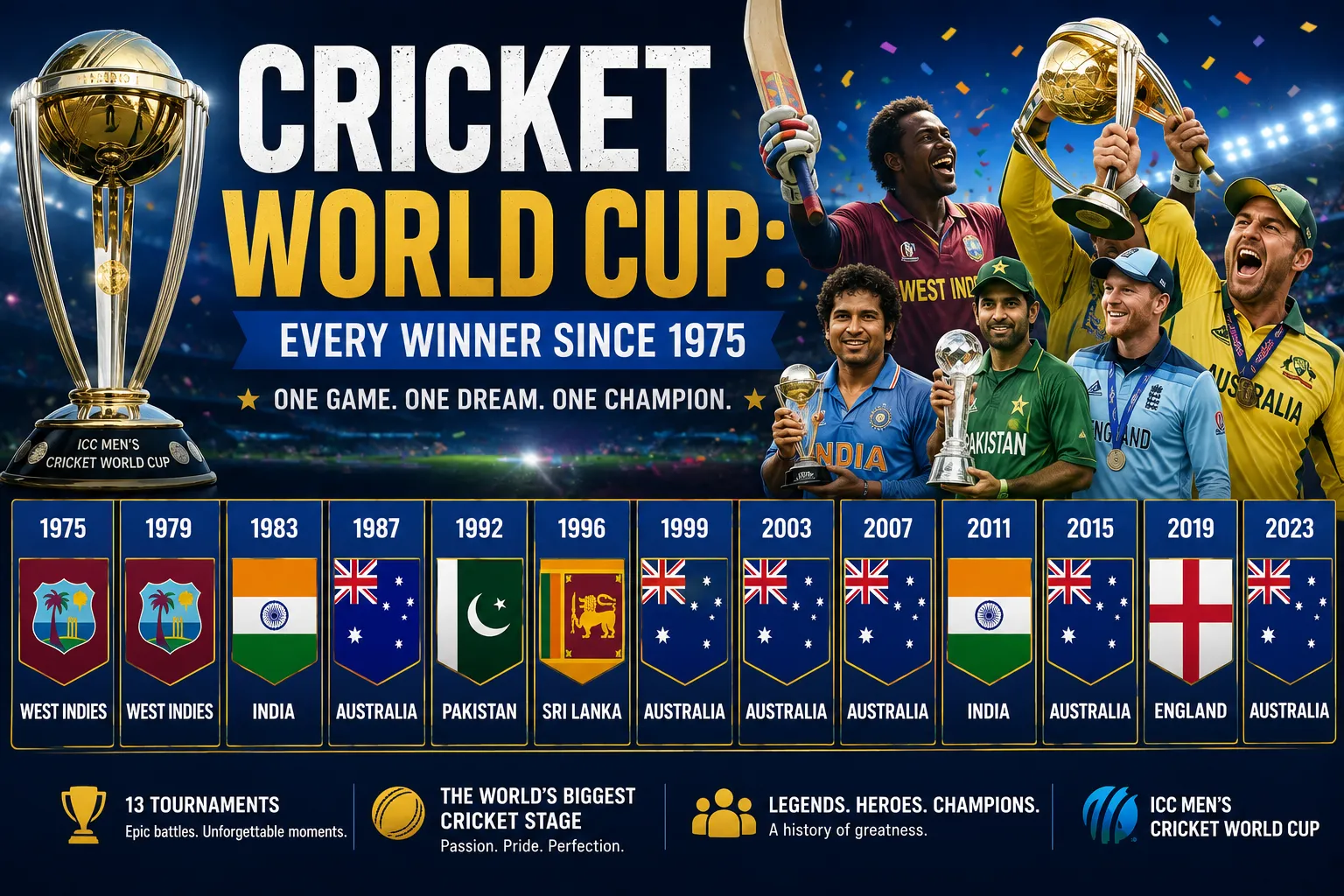 Every ODI Cricket World Cup Winner